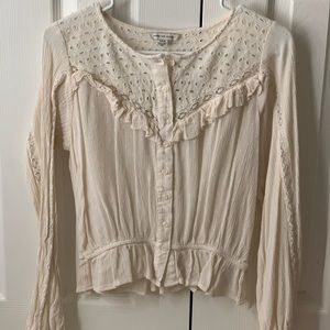 Cream button up long sleeve. Worn once.
